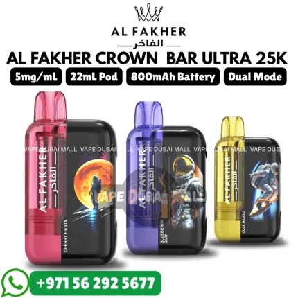 AL Fakher Ultra 25000 Puffs Crown Bar 25k 5MG Nicotine Vape in Dubai