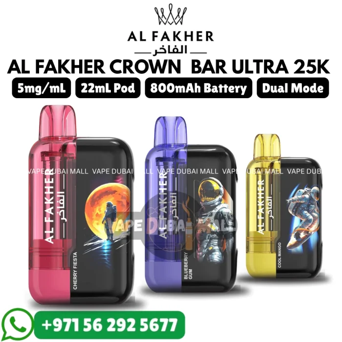 AL Fakher Ultra 25000 Puffs Crown Bar 25k 5MG Nicotine Vape in Dubai