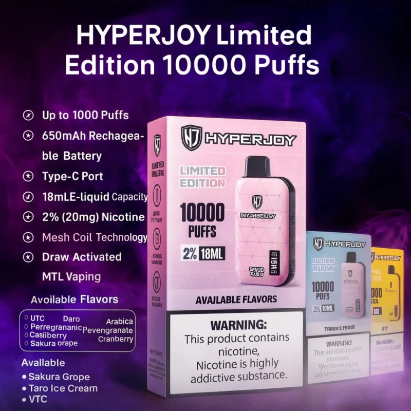 Product Features HYPERJOY (Limited Edition) 10000 Puffs in UAE!