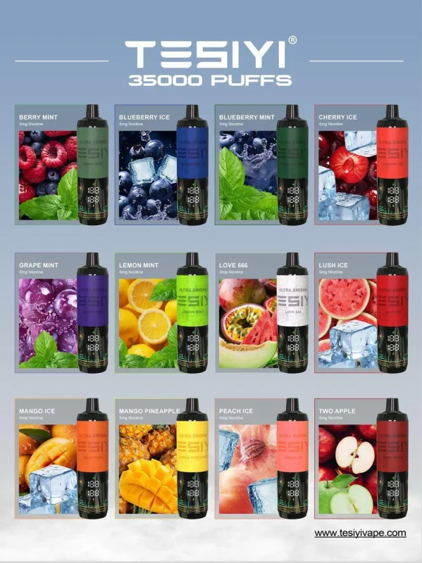 Flavors available TESIYI Ultra Shisha 35k