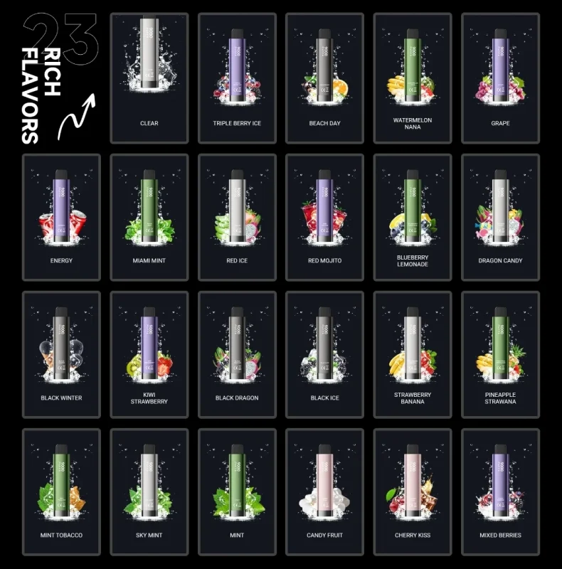 Available Flavors HQD CUVIE Plus 9000 Puffs