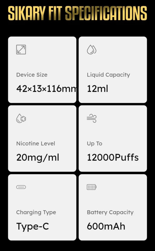 Technical Specifications Sikary Fit