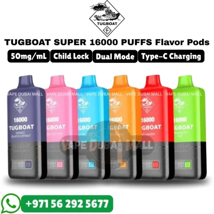 TUGBOAT Super 16000 Puffs 2% Nicotine Disposable Vape in Dubai