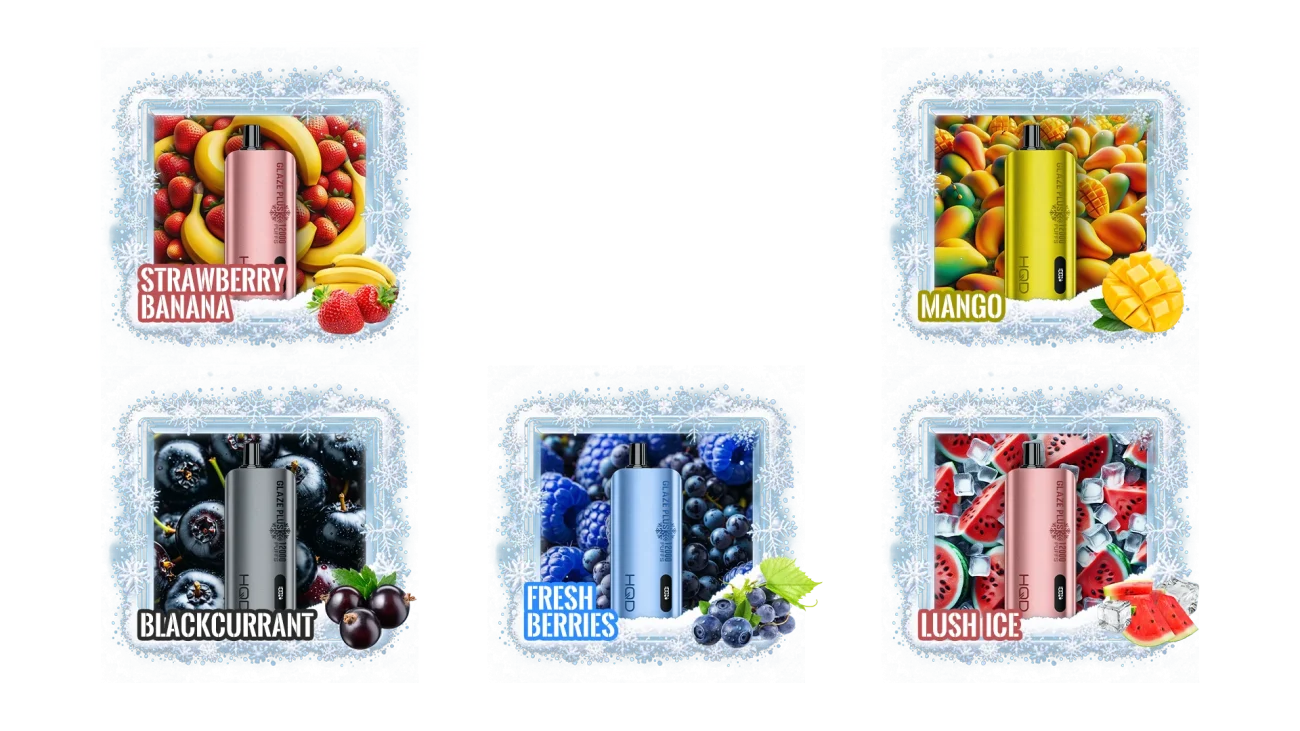 Flavors available for HQD Glaze Plus 12000 Puffs