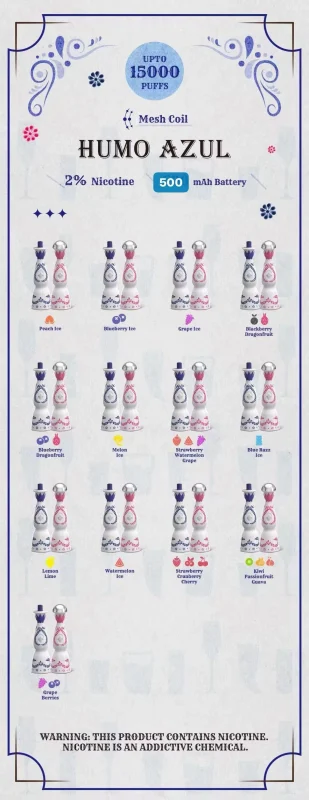 HUMO Azul 15000 Puffs Flavors Card