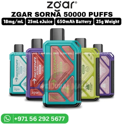 ZGAR SORNA Boost 50000 Puffs 18MG Nicotine Vape in Dubai