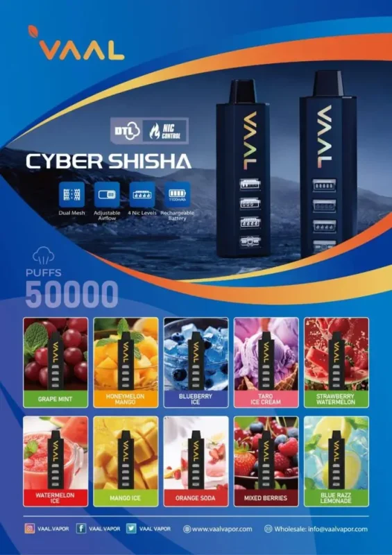 Flavors Available VAAL Cyber Shisha 50000 in UAE