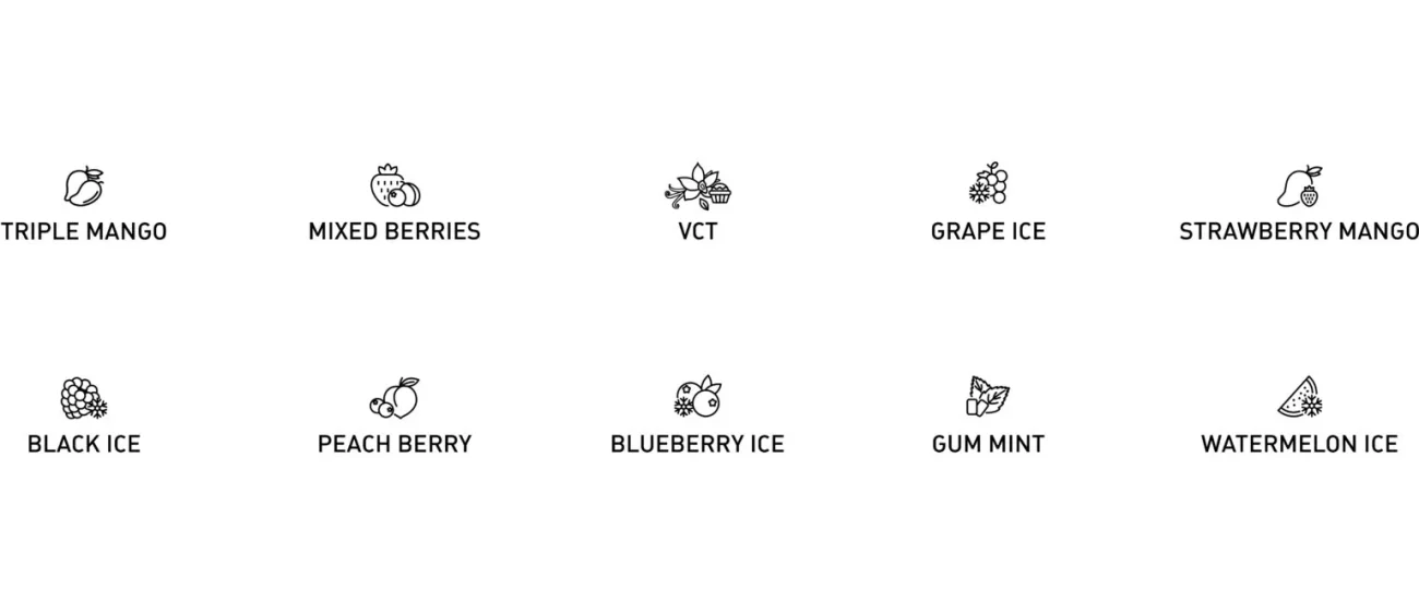 Flavors available for MAYICE 40000 Puffs