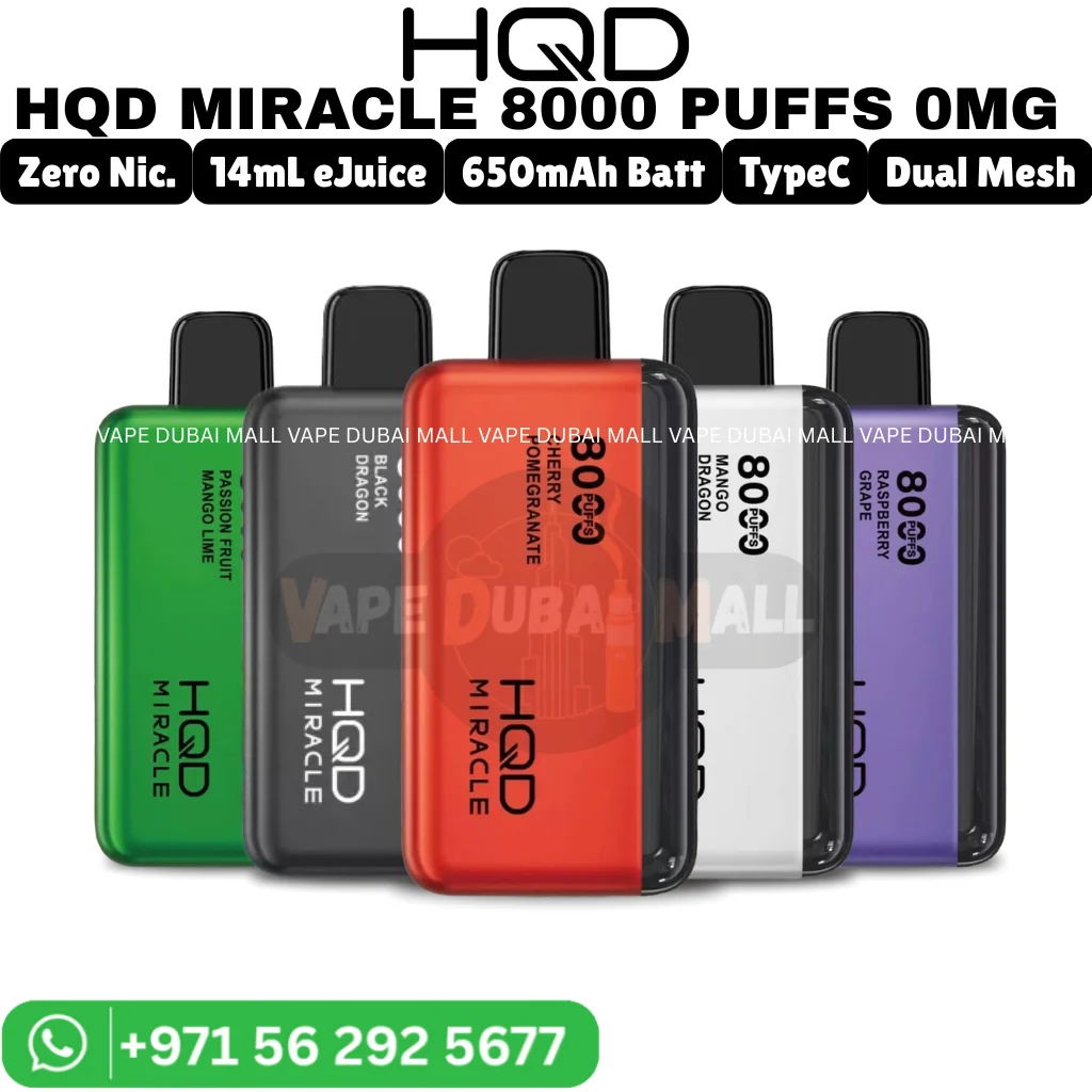HQD Miracle 8000 puffs Nicotine Free (0mg) disposable vape in Dubai