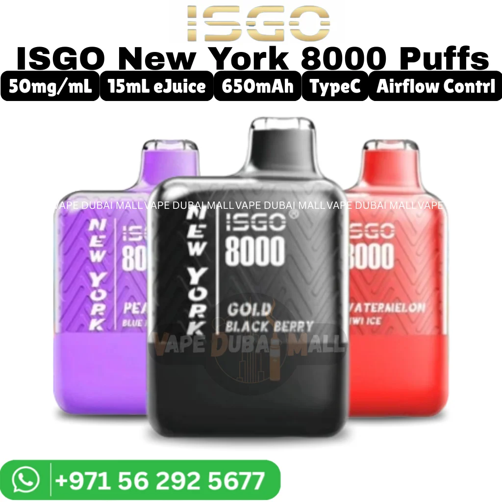 ISGO New York 8000 Puffs 50mg Disposable Vape in Dubai