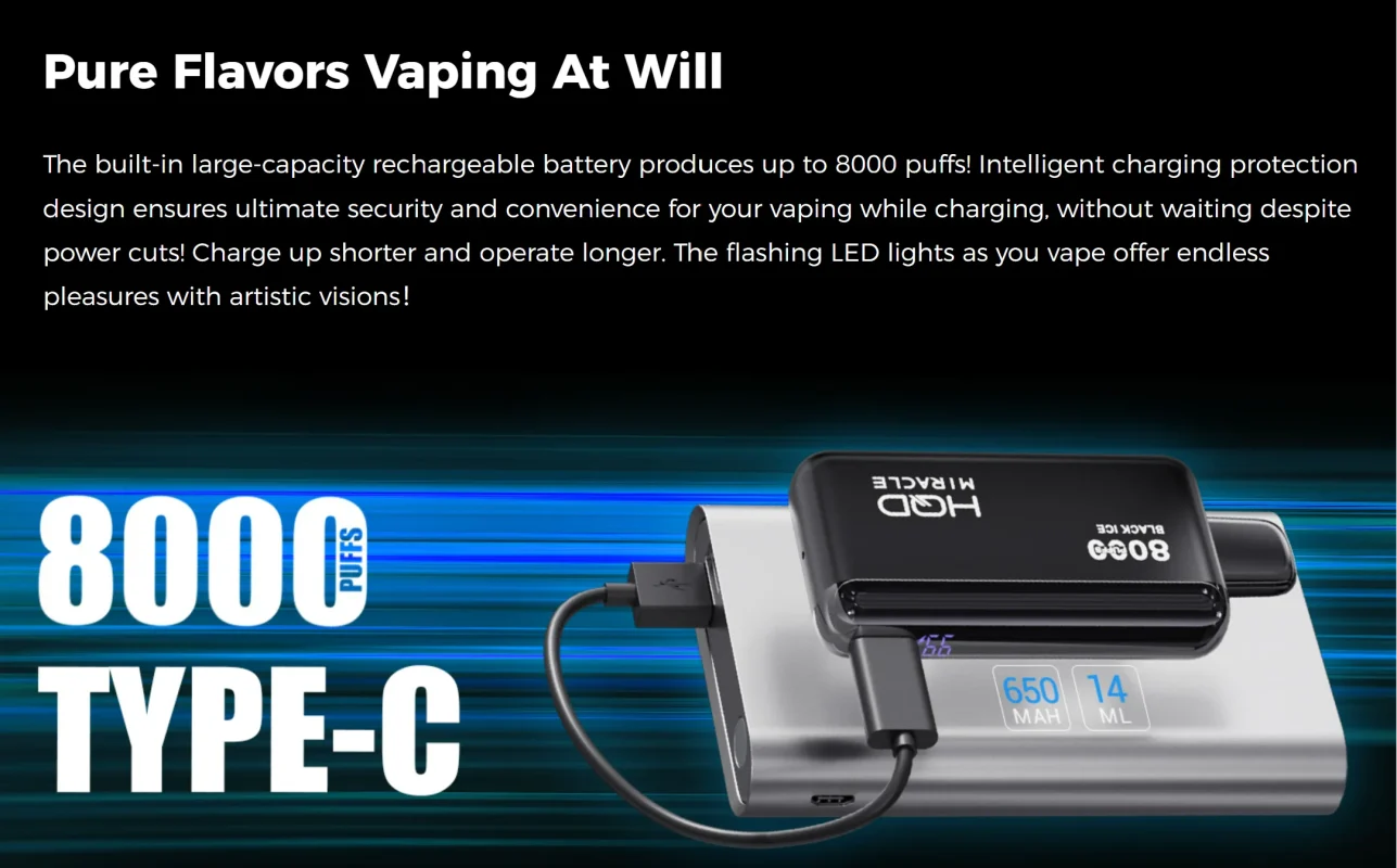 HQD Miracle 8000 fast charging technology