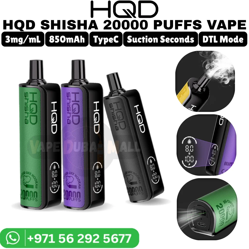 HQD Shisha 20000 Puffs 3MG Nicotine Vape in Dubai
