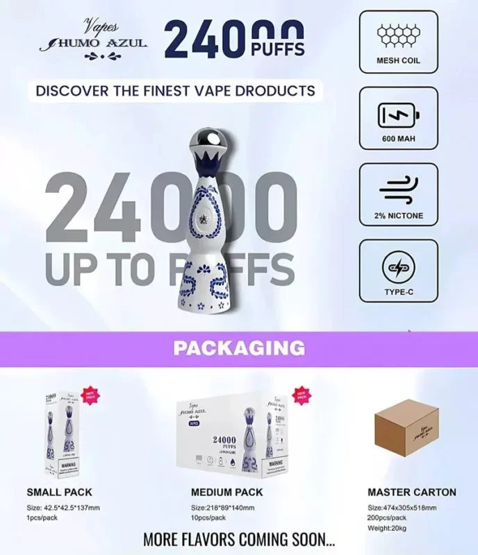 HUMO AZUL 24000 Puffs Packaging Details